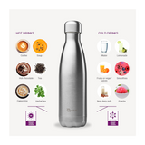 Qwetch Flaska úr einangruðu, riðfríu stáli - Granít kakí  - 500 ml