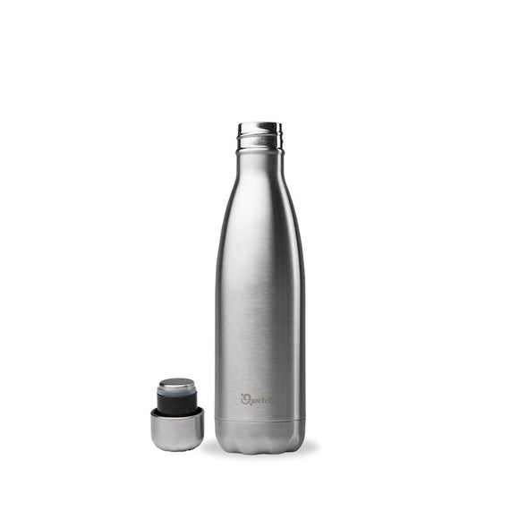 Qwetch Flaska úr einangruðu, riðfríu stáli - Burstað stál  - 500 ml