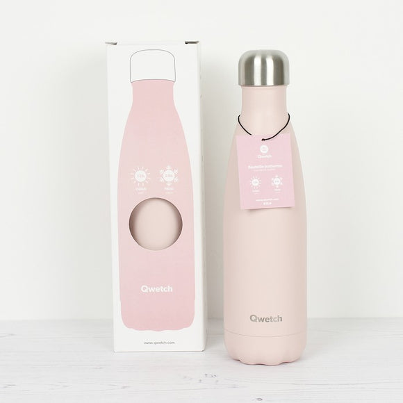 Qwetch Flaska úr einangruðu, riðfríu stáli - Pastel bleik - 500 ml